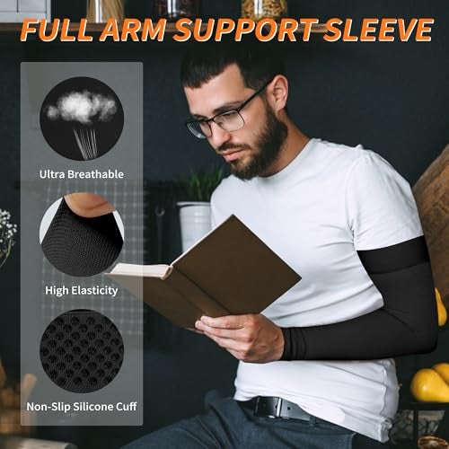 Hiball Lymphedema Medical Compression Arm Sleeve for Men Women, 20-30 mmHg Graduated Compression Full Arm Support with Silicone Band, Long Circulation Pressure Arm Brace for Arthritis, Bursitis, Edema - Image 5