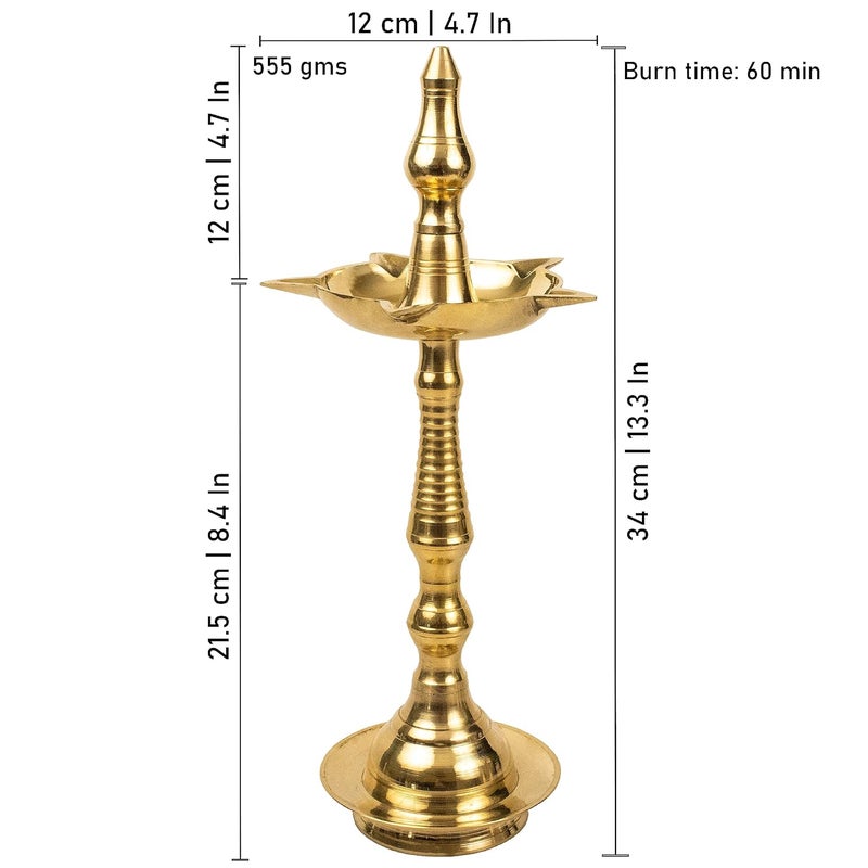 Putrika Brass Kerala Fancy Kuthu Villakku raditional Brass Kerala Kuthu villaku Diya for Puja Pooja Aarti Arti Deepak Deepam Oil Lamp for Home Temple Puja Articles Decor Gifts 1 - Image 3