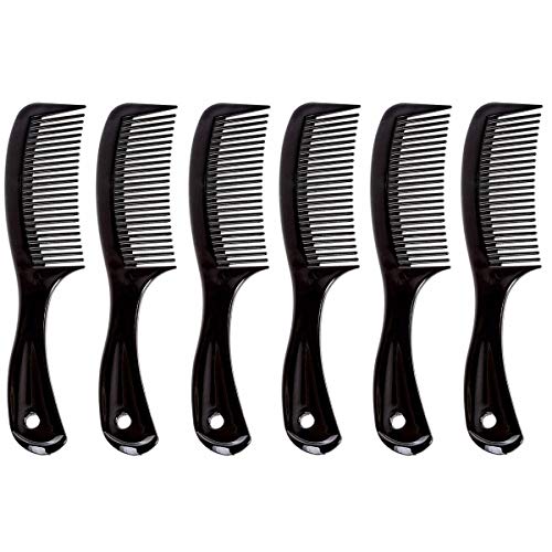 Comfort Axis Travel Size Wide Tooth Handle Comb, 6", 6 Pack, Black - Image 1