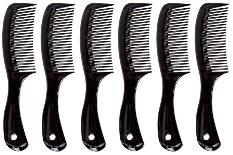 Comfort Axis Travel Size Wide Tooth Handle Comb, 6", 6 Pack, Black - Image 3