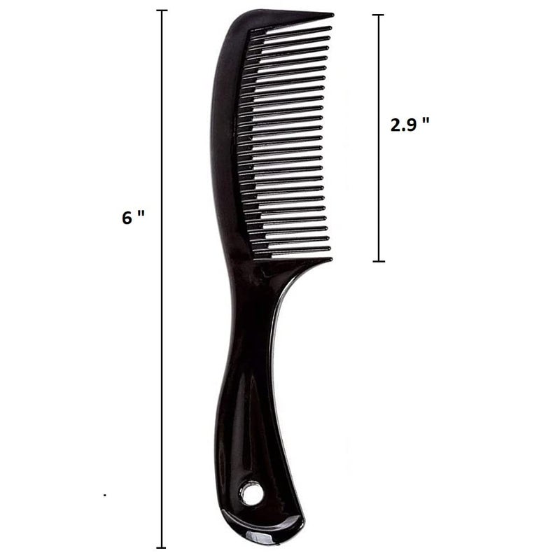 Comfort Axis Travel Size Wide Tooth Handle Comb, 6", 6 Pack, Black - Image 2