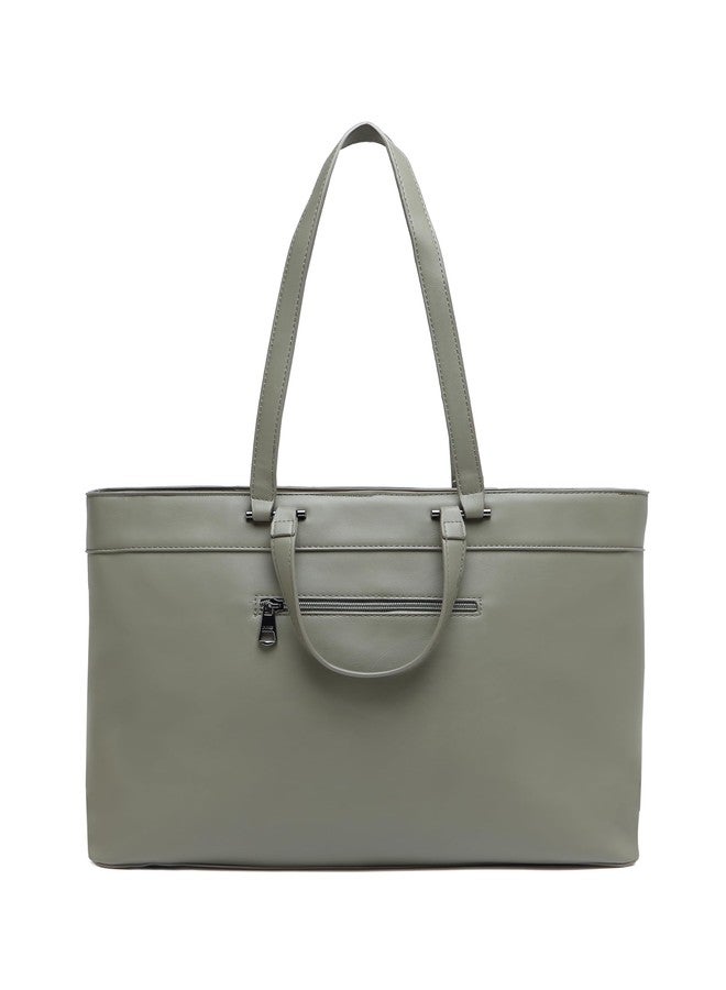 EVOKE BAGS Women's Verve Tote, Obsedian Black, 14-inch Laptop Compatible, PU Vegan Leather, Shoulder/Handbag, Zip Closure, Multiple Pockets, Lightweight (FOREST GREEN) - Image 4