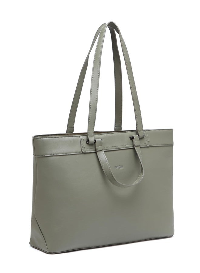 EVOKE BAGS Women's Verve Tote, Obsedian Black, 14-inch Laptop Compatible, PU Vegan Leather, Shoulder/Handbag, Zip Closure, Multiple Pockets, Lightweight (FOREST GREEN) - Image 2