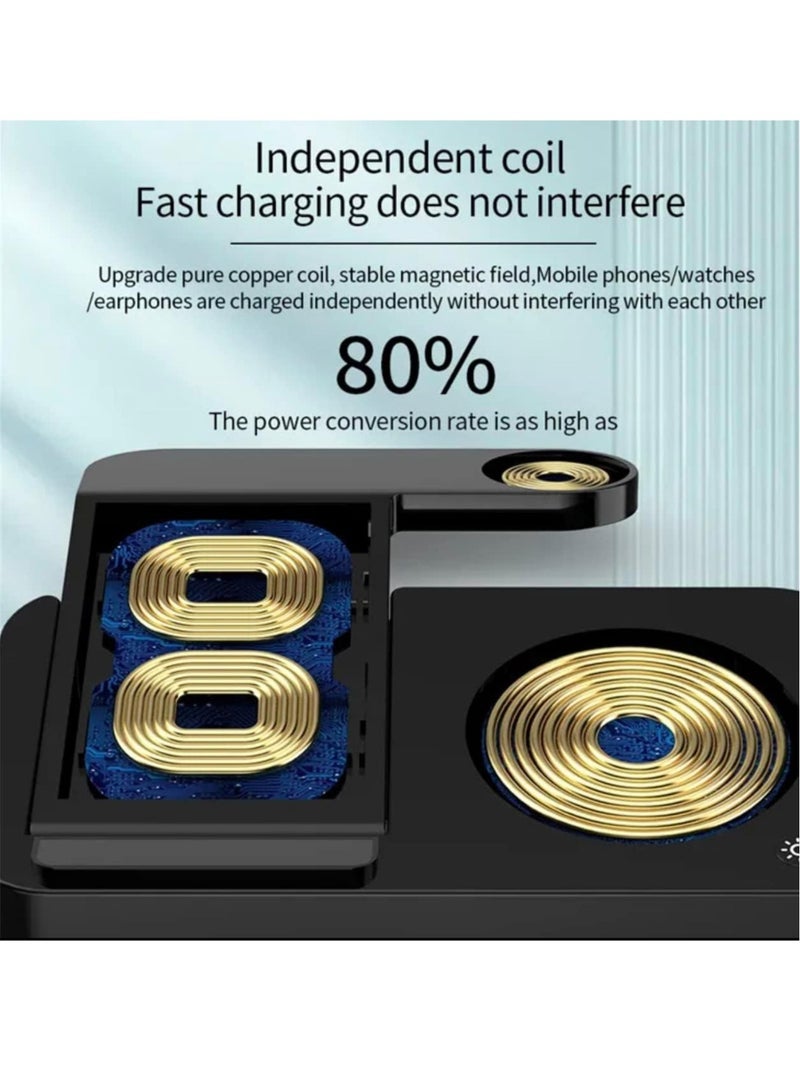 "3-in-1 Fast Charging Station – Foldable Wireless Charger Stand for Smartphone, Apple Watch, and AirPods" - Image 4