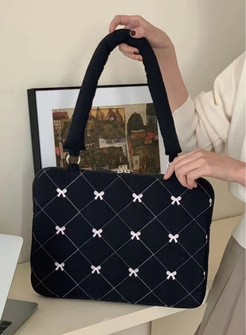 Laptop Bag 15.6/15/14/13 Sleeve Case, Water Resistant, Cute, Fashion, for Apple MacBook Pro/Air, Huawei, HP, Dell, Xiaomi and Other (Black), for Women, Gift  - Image 1