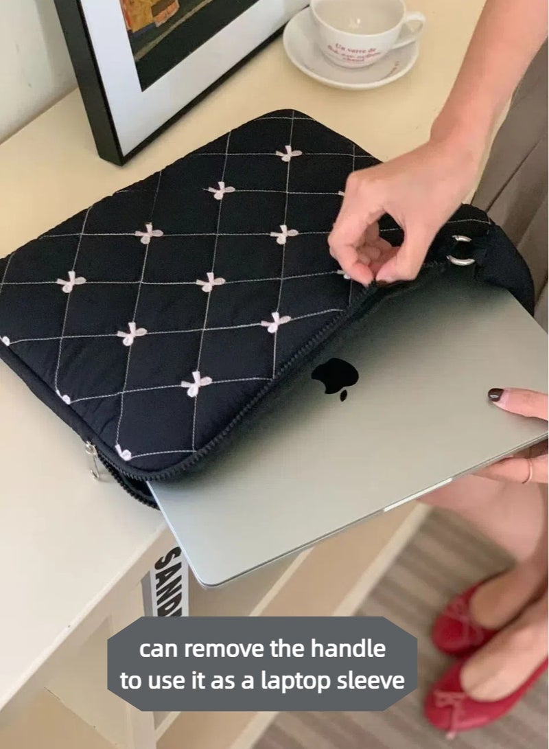 Laptop Bag 15.6/15/14/13 Sleeve Case, Water Resistant, Cute, Fashion, for Apple MacBook Pro/Air, Huawei, HP, Dell, Xiaomi and Other (Black), for Women, Gift  - Image 4