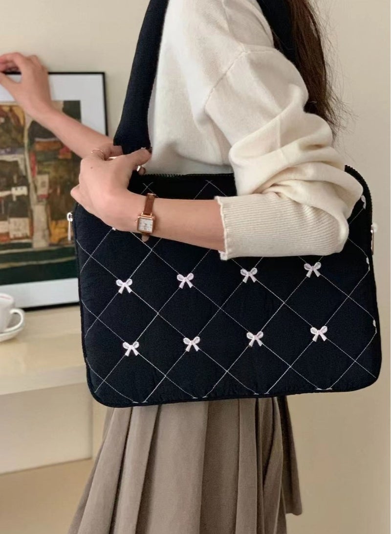 Laptop Bag 15.6/15/14/13 Sleeve Case, Water Resistant, Cute, Fashion, for Apple MacBook Pro/Air, Huawei, HP, Dell, Xiaomi and Other (Black), for Women, Gift  - Image 5
