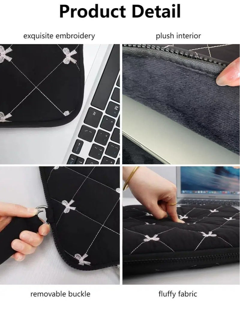 Laptop Bag 15.6/15/14/13 Sleeve Case, Water Resistant, Cute, Fashion, for Apple MacBook Pro/Air, Huawei, HP, Dell, Xiaomi and Other (Black), for Women, Gift  - Image 3