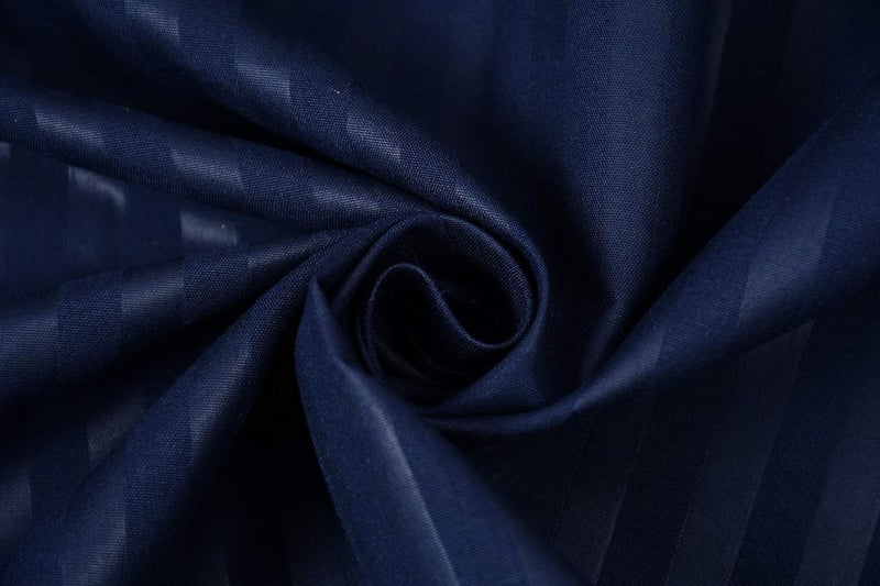 TIB Satin Striped Elastic Fitted Single Bedsheet | Satin Bedsheet Single Bed Elastic for Single Bed Size with 1 Pillow Cover | Elastic Fitted Bedsheets Single Size (78x36 inch, Navy Blue) - Image 3