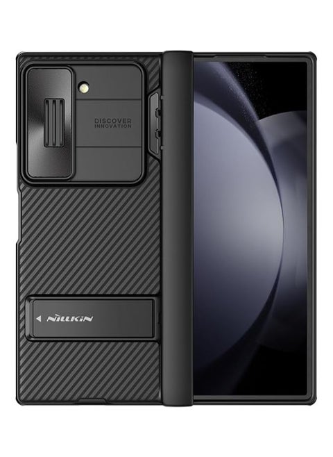 Case Compatible with Samsung Galaxy Z Fold 6 5G, Slide Camera Cover with Hidden Stand, Lens Privacy Protection Shockproof Bumper Hard PC Back Protective Shell