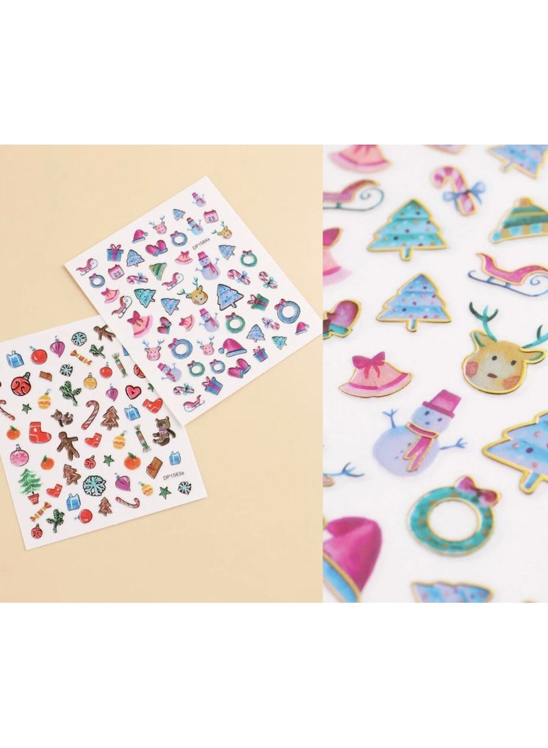 brunson Christmas Nail Stickers Decals, Winter Snowflakes Snowman 3D Self-Adhesive Nail Art Stickers Cute Elk Santa Claus Design Nail Decorations Xmas DIY Manicure Supplies for Women Girls - Image 4