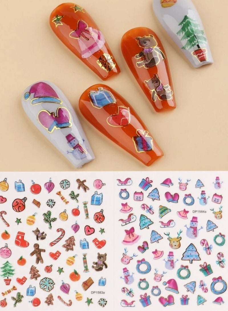 brunson Christmas Nail Stickers Decals, Winter Snowflakes Snowman 3D Self-Adhesive Nail Art Stickers Cute Elk Santa Claus Design Nail Decorations Xmas DIY Manicure Supplies for Women Girls - Image 1