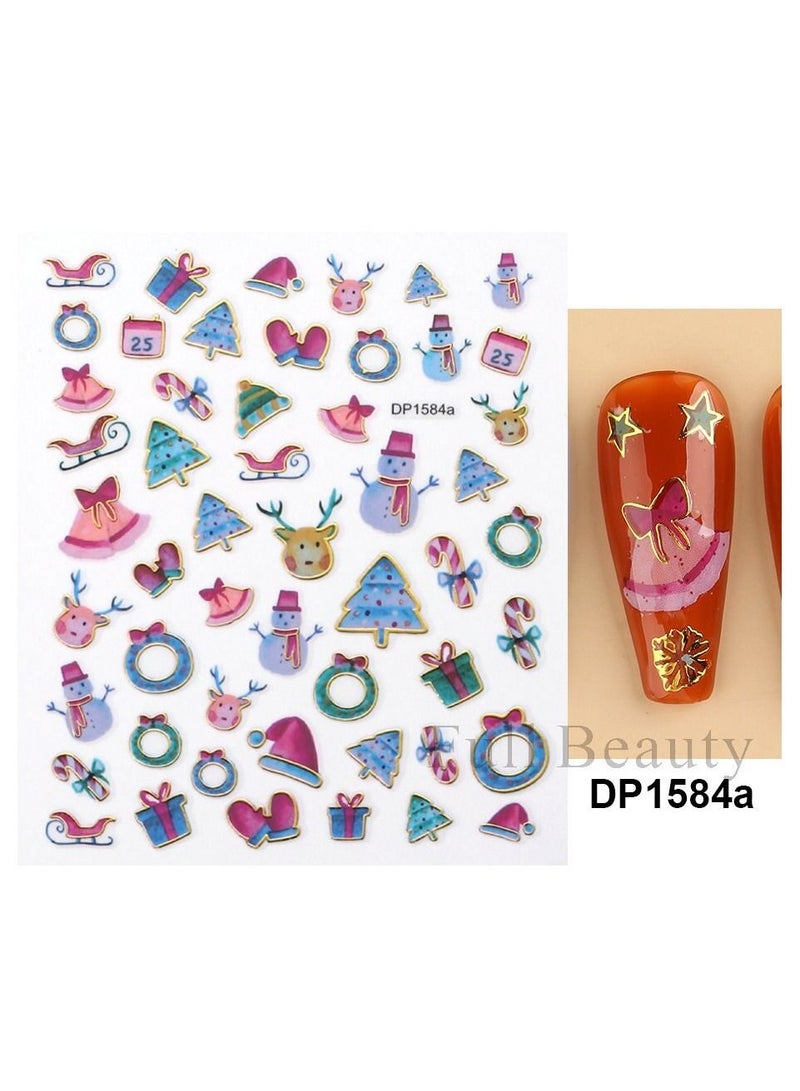 brunson Christmas Nail Stickers Decals, Winter Snowflakes Snowman 3D Self-Adhesive Nail Art Stickers Cute Elk Santa Claus Design Nail Decorations Xmas DIY Manicure Supplies for Women Girls - Image 3