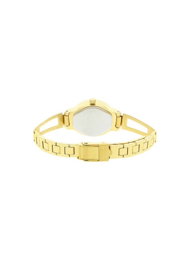 Sonata ساعة أنالوج نسائية 8085YM01 - قرص شامباني، حزام فولاذي مقاوم للصدأ بلون ذهبي، حركة كوارتز - Image 4