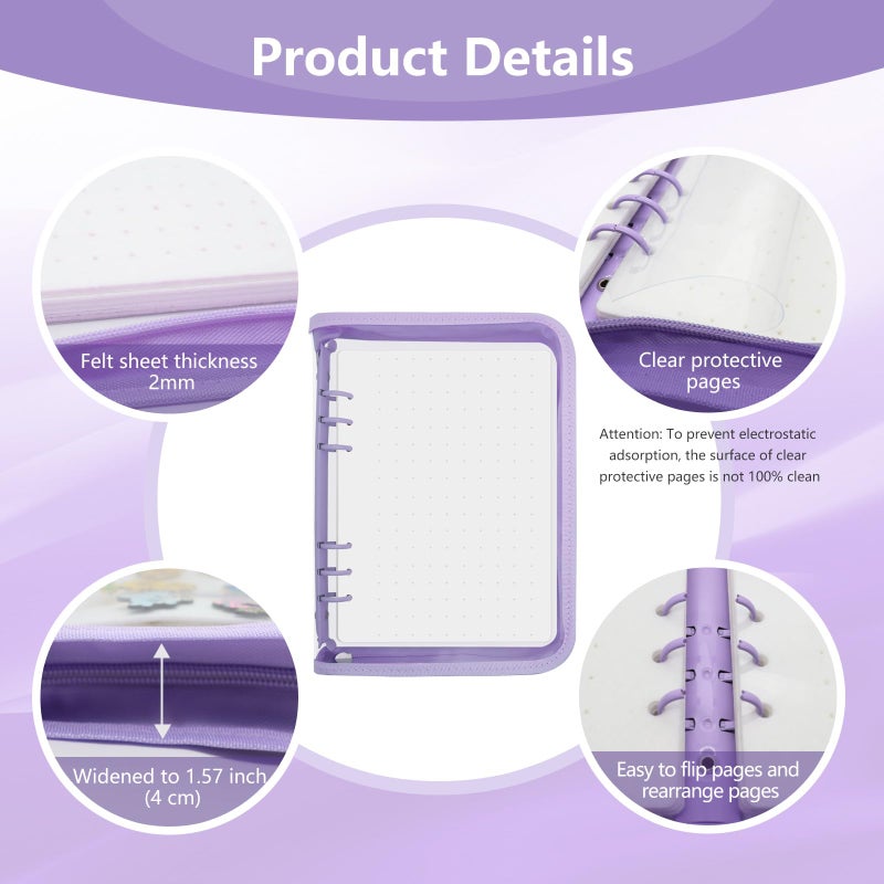 LIQALU Pin Display Book Enamel Pin Collection Holder Trading Book with 6-Page Display Boards A5 Brooch Pin Storage Organizer Binder Album for Travel Collectors (Purple) - Image 2