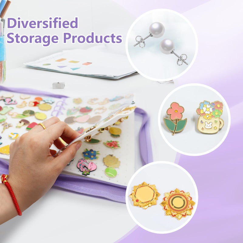 LIQALU Pin Display Book Enamel Pin Collection Holder Trading Book with 6-Page Display Boards A5 Brooch Pin Storage Organizer Binder Album for Travel Collectors (Purple) - Image 5