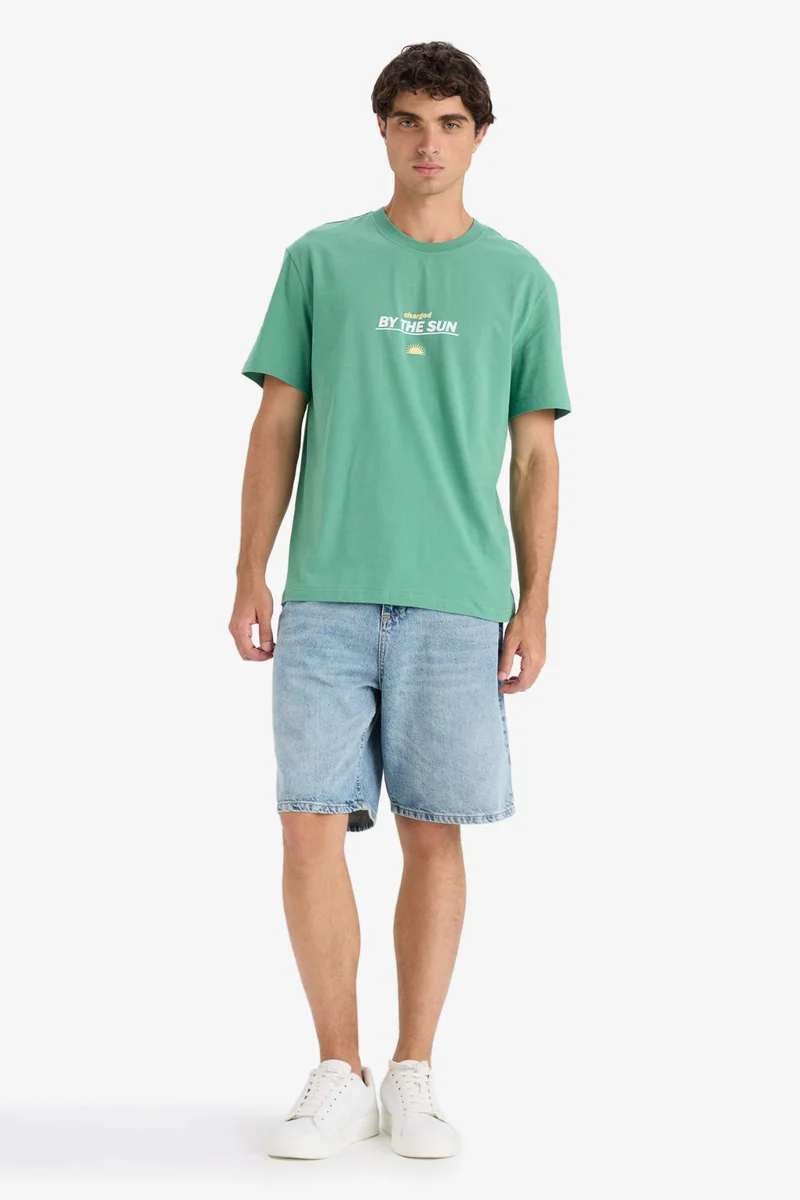 DeFacto Regular Fit Crew Neck Printed Short Sleeve T-Shirt