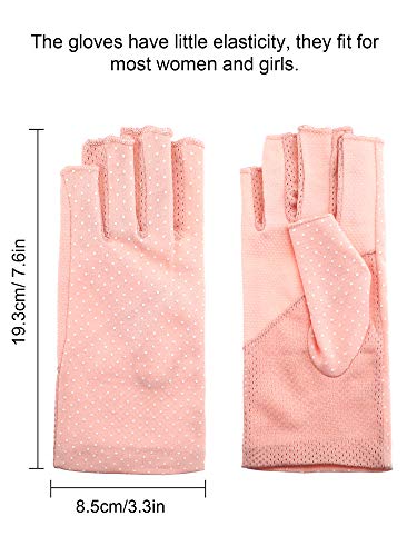 Maxdot Sun Gloves for Women UV Protection Fingerless Non Slip sunscreen Driving Gloves for Summer Outdoor(1 Pair,Pink) - Image 2