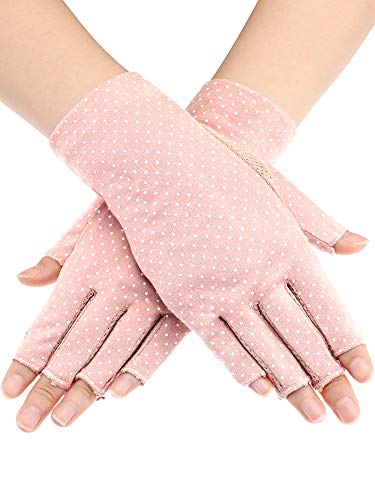 Maxdot Sun Gloves for Women UV Protection Fingerless Non Slip sunscreen Driving Gloves for Summer Outdoor(1 Pair,Pink) - Image 1