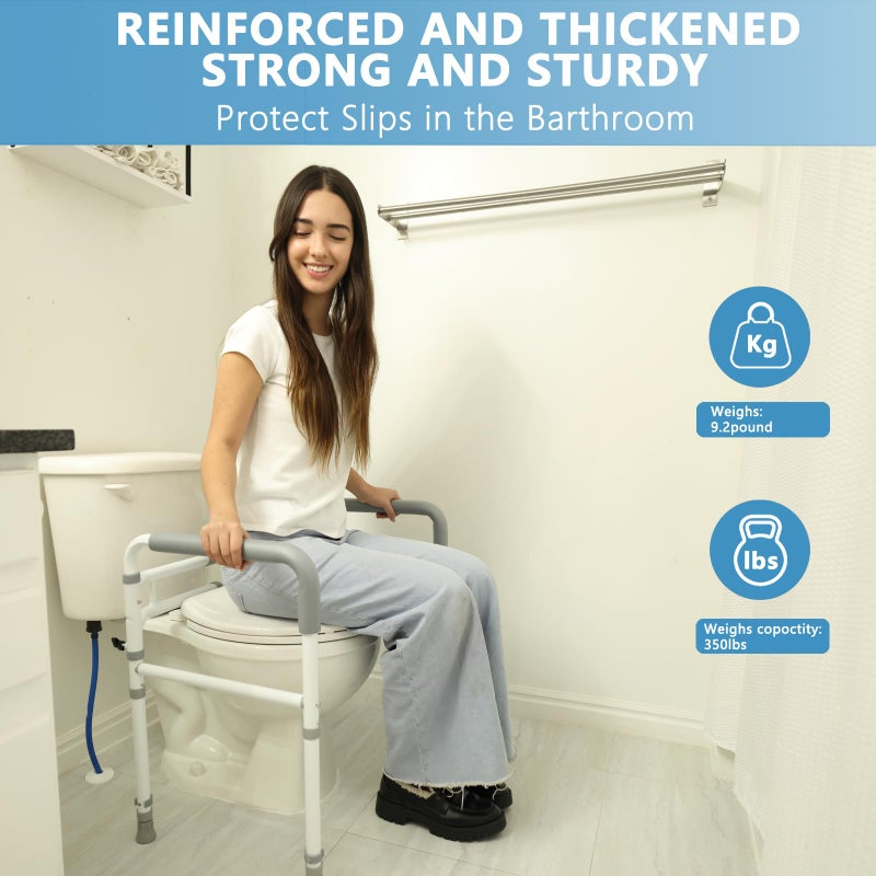 WeHwupe Toilet Rails - Toilet Safety Rail for Elderly Adults - Adjustable Bathroom Toilet Handles - Toilet Safety Frame & Rails - Toilet Grab Bars for Senior, Handicap & Disabled,Fits Most Toilets - Image 2