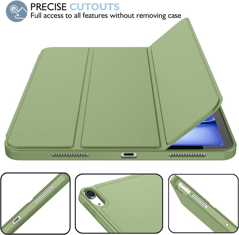 iMieet iPad Air 11 Inch Case M3(2025) / M2 (2024), iPad Air 5th/4th Generation Case 2022/2020 10.9 Inch with Pencil Holder,Trifold Stand Smart Case with Soft TPU Back(Olive Green) - Image 3