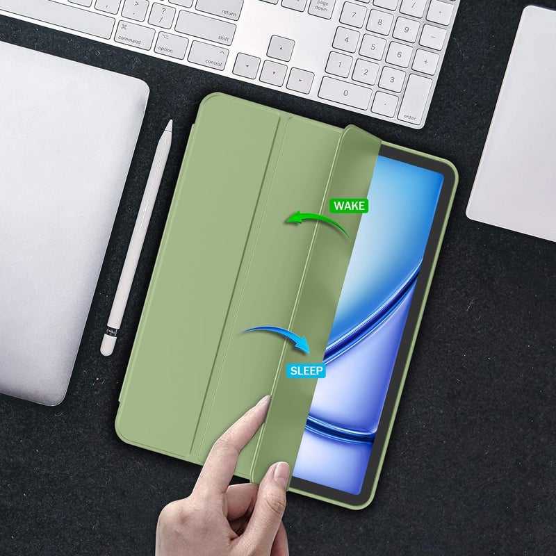 iMieet iPad Air 11 Inch Case M3(2025) / M2 (2024), iPad Air 5th/4th Generation Case 2022/2020 10.9 Inch with Pencil Holder,Trifold Stand Smart Case with Soft TPU Back(Olive Green) - Image 4