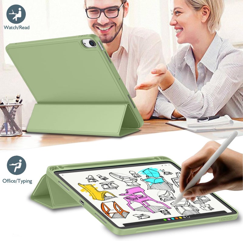 iMieet iPad Air 11 Inch Case M3(2025) / M2 (2024), iPad Air 5th/4th Generation Case 2022/2020 10.9 Inch with Pencil Holder,Trifold Stand Smart Case with Soft TPU Back(Olive Green) - Image 5