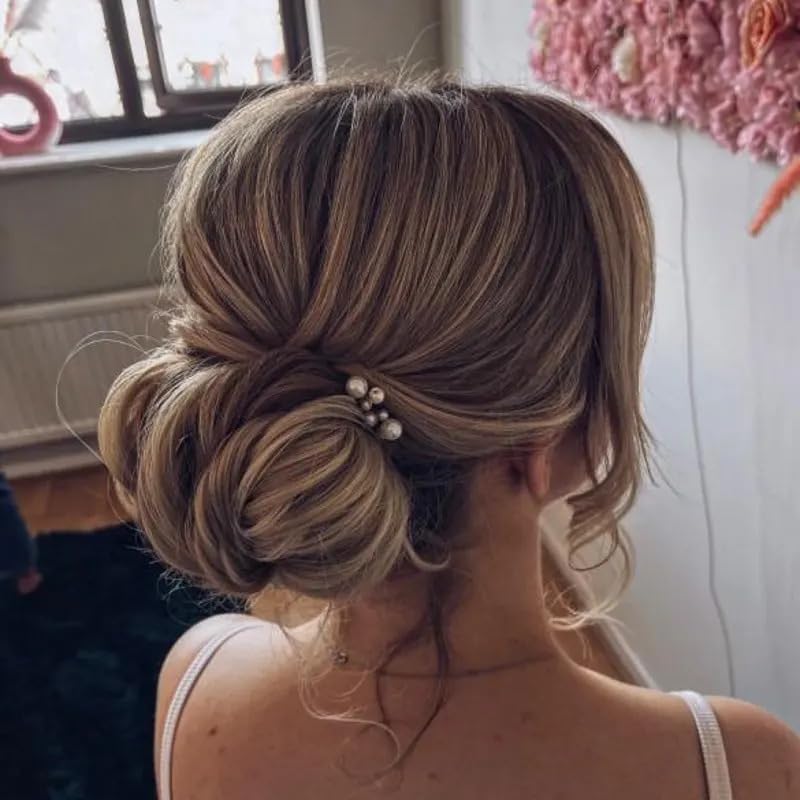 DHANABAPA DHANABAPA Elegant Pearl Hair Pins for Women Gold UShaped Bridal Hair Accessories Set of 5 Handmade Bobby Pins for Wedding Prom or Special Occasion Updo Styling Gold  - Image 4