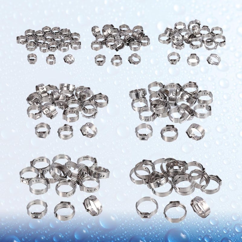 304 Stainless Steel Single Ear Hose Clamps 130pcs Assorted Sizes 7mm 21mm for Plumbing Automotive Tubing Repair - Image 4