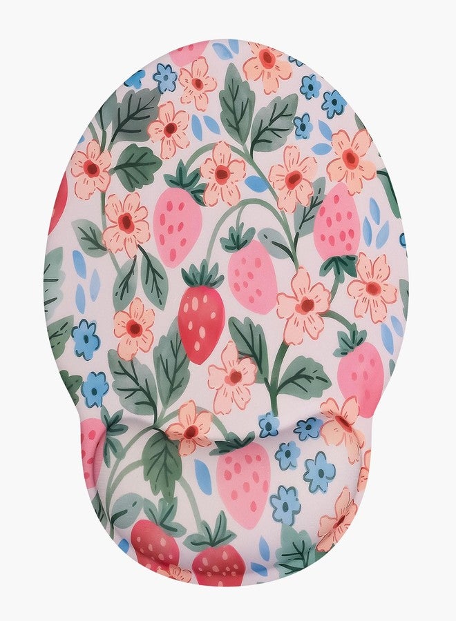 Seorsok Brightly Colored Strawberry Mouse Pad with Gel Wrist Support Mouse Pad,Ergonomic Aesthetic,Comfortable Mousepad for Office Game Work Computer,Pain Relief Mousepad with Non-Slip Silicone Base - Image 1