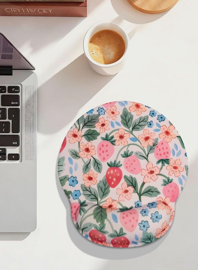 Seorsok Brightly Colored Strawberry Mouse Pad with Gel Wrist Support Mouse Pad,Ergonomic Aesthetic,Comfortable Mousepad for Office Game Work Computer,Pain Relief Mousepad with Non-Slip Silicone Base - Image 2