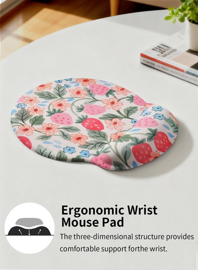 Seorsok Brightly Colored Strawberry Mouse Pad with Gel Wrist Support Mouse Pad,Ergonomic Aesthetic,Comfortable Mousepad for Office Game Work Computer,Pain Relief Mousepad with Non-Slip Silicone Base - Image 4