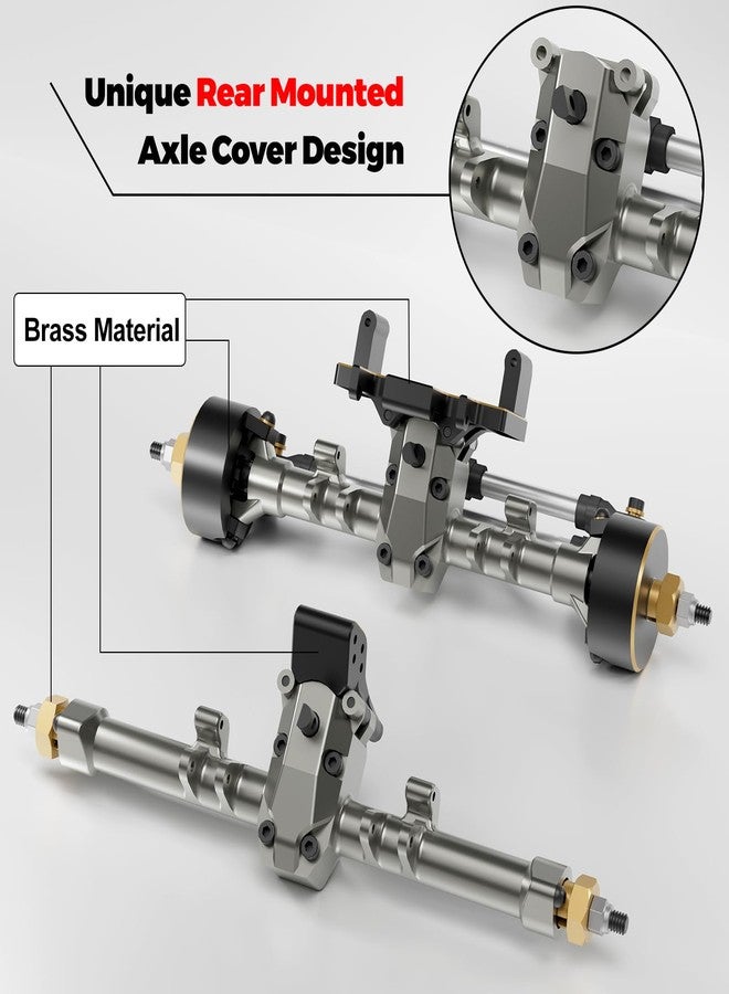 OGUNKE OGRC 1/24 +5mm Extended Axle Set with 50° Steering Angle, Brass Knuckles, Truss & Servo Mount, Compatible with Axial SCX24 Deadbolt C10 JLU Gladiator Bronco RC Crawler (Retro Titanium) - Image 5