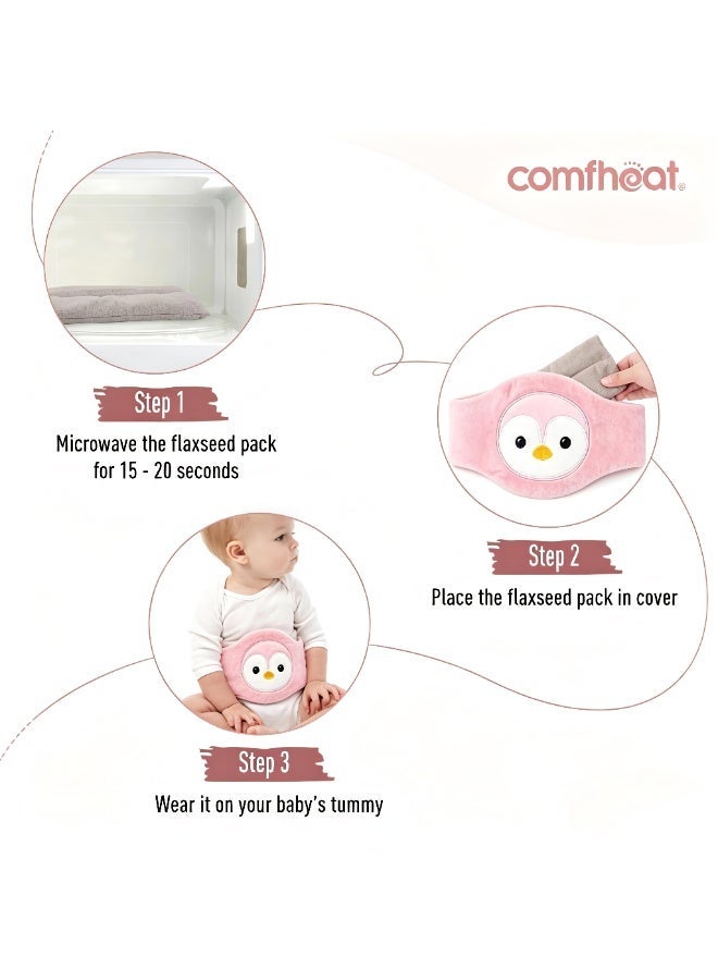 HPMY Baby Colic Belt, Heated Flaxseed Abdominal Wrap for Newborns, Reusable Warm Tummy Band for Infant Gas & Colic Relief - Pink - Image 5