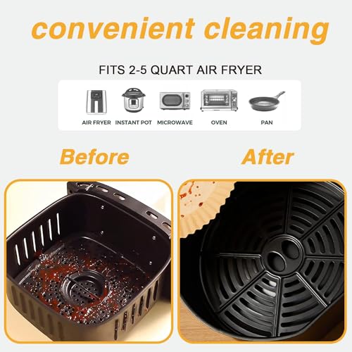 PureBake Air Fryer Paper Liners 100 PCS (8 Inch) - Non-Stick Disposable Parchment Paper Sheets, Oil Proof Food Grade Baking Papers for Airfryer, Oven, Microwave, Roasting & Cooking - Image 3
