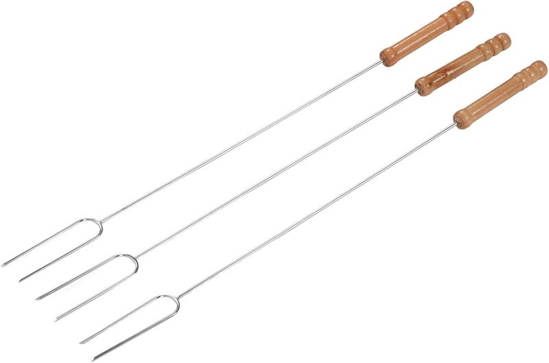 Jeanoko Hot Dog Fork, Stainless Steel Fork Camping Heat Reusable Smore Sticks with Beech Wood Handle for BBQ Barbecue Forks for Campfire, Bonfire and Grill Camping Accessory - Image 5