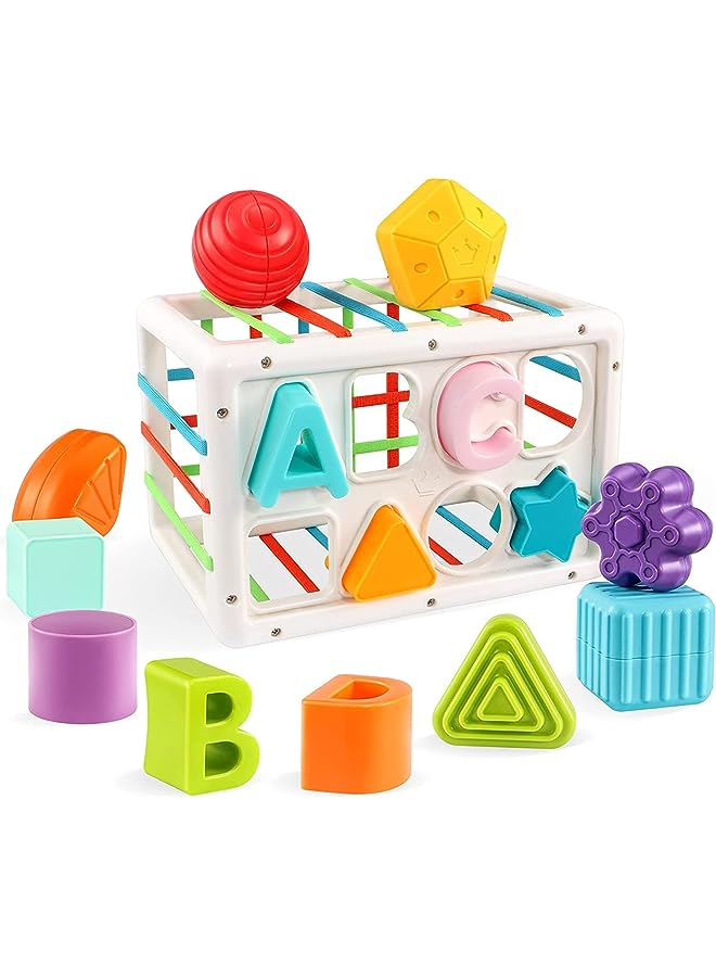 vesus Shape Sorter Toys ABCD, Montessori Toys for 12Months+,, Sensory Bin for Babies 12 18 Months with Colorful Cube, Sensory Toddler Toys Age 1-2 Preschool Educational Toddlers Toys Gift for Baby - Image 1