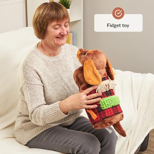 ODOXIA بطانية فidget ومخدة فidget لكبار السن بطانية فidget لمرضى الخرف لعبة بطانية حسية منتجات الخرف للأنشطة لكبار السن لمرض الزهايمر أو الخرف ODOXIA مخدة فidget بنية - Image 5