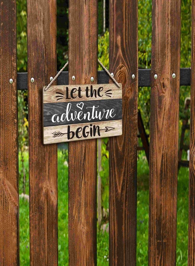 FUGWN Let the Adventure Begin Hanging Wooden Signs 12x6, Rustic Cabin Camper Home RV Wall Decor, Camping Lovers Home Decor Gifts for Camper Women Men - Image 5