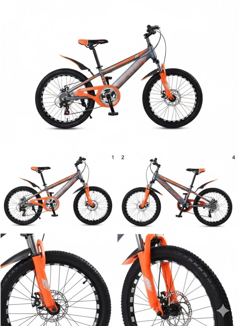 StarKids 20 inch size state-of-the-art junior sports bike featuring a frame designed to withstand harsh conditions and an advanced front suspension system for shock absorption. It offers maximum efficiency for comfortable and safe riding on urban roads and dirt tracks, thanks to an advanced, high-precision braking system that provides instant and reliable stopping power. - Image 5