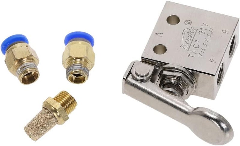 air pneumatic valve toggle switch, Mechanical Valve TAC2-31V 1/8"" Thread 2 Position 3 Way Spring Return Lever Air Pneumatic Switch Valve w Fittings (Color : No Fittings) - Image 3