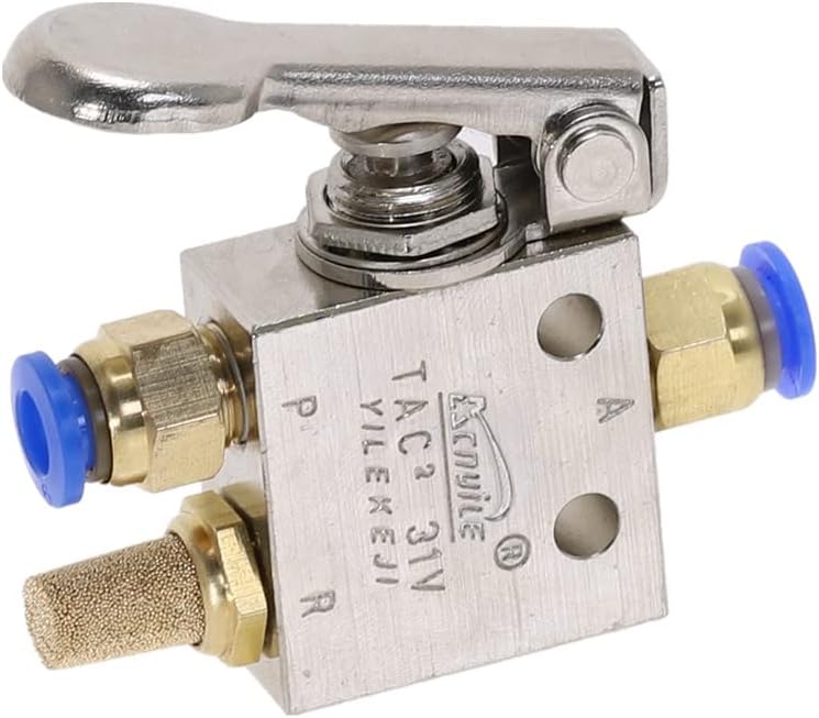 air pneumatic valve toggle switch, Mechanical Valve TAC2-31V 1/8"" Thread 2 Position 3 Way Spring Return Lever Air Pneumatic Switch Valve w Fittings (Color : No Fittings) - Image 2