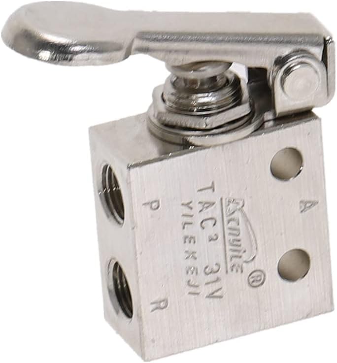 air pneumatic valve toggle switch, Mechanical Valve TAC2-31V 1/8"" Thread 2 Position 3 Way Spring Return Lever Air Pneumatic Switch Valve w Fittings (Color : No Fittings) - Image 1