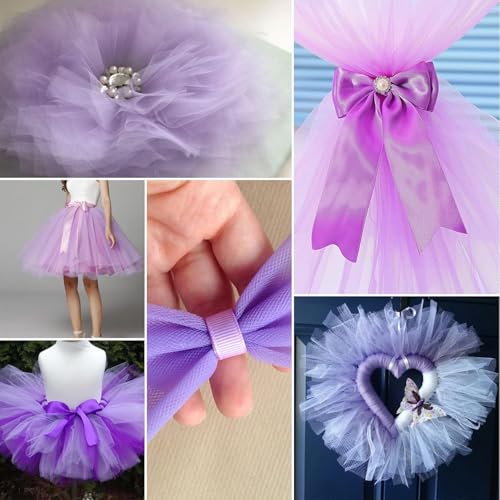 Filloxy Net Tulle Fabric Cut Out-5 Meter, 60 cm Width, Wedding Party Decoration, DIY Craft Supply Bow Baby Shower Birthday Party Wedding Christmas Supplies (Lavender) - Image 4