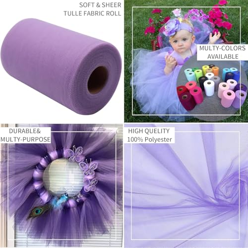 Filloxy Net Tulle Fabric Cut Out-5 Meter, 60 cm Width, Wedding Party Decoration, DIY Craft Supply Bow Baby Shower Birthday Party Wedding Christmas Supplies (Lavender) - Image 5
