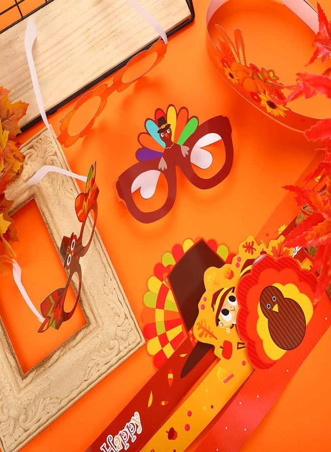 زانماي مجموعة نظارات وقبعات عيد الشكر من Zhanmai مكونة من 40 قطعة، قبعة حاج للعائلة، تاج ورقي قابل للتعديل على شكل يقطين لتزيين أزياء حفلات الخريف - Image 3