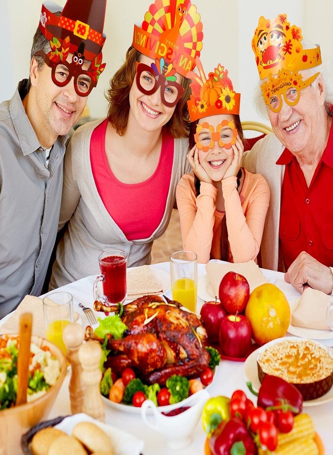 زانماي مجموعة نظارات وقبعات عيد الشكر من Zhanmai مكونة من 40 قطعة، قبعة حاج للعائلة، تاج ورقي قابل للتعديل على شكل يقطين لتزيين أزياء حفلات الخريف - Image 2