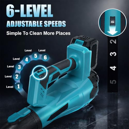 MECRAAF® Brushless Cordless Leaf Blower | 21V 6.0Ah Powerful | RPM: 0-28000 r/min | Powered Handheld Variable-Speed Yard Blower for Lawn Care | Snow Blowing | Dust Cleaning - Image 4