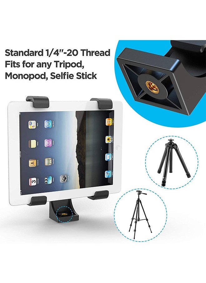 Garlo - iPad Tripod Mount Adapter Universal Tablet Clamp Holder Fits Ipad, Ipad Air, Ipad Mini, Microsoft Surface, Nexus and Most Tablets, Use on Tripod, Monopod, Selfie Stick, Tabletop Tripod Stand Etc. - Image 1