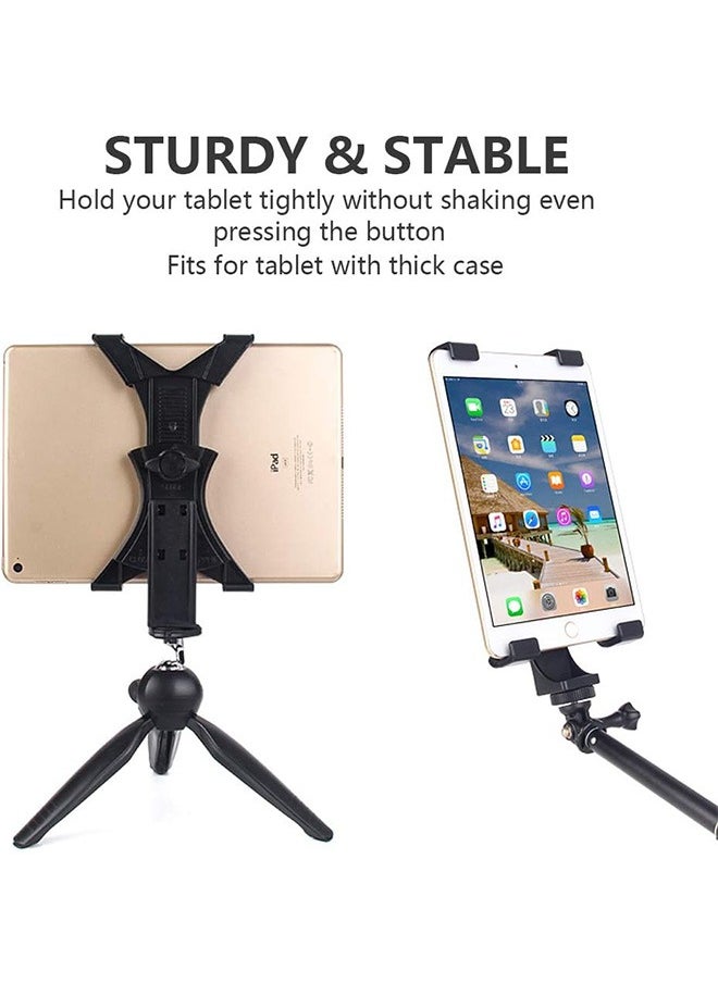 Garlo - iPad Tripod Mount Adapter Universal Tablet Clamp Holder Fits Ipad, Ipad Air, Ipad Mini, Microsoft Surface, Nexus and Most Tablets, Use on Tripod, Monopod, Selfie Stick, Tabletop Tripod Stand Etc. - Image 1